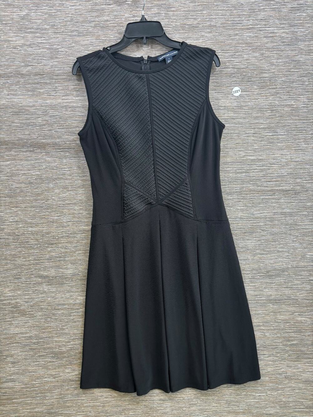 American Living A-Line Dress Womens Size 12 Black Sleeveless Textured Panel